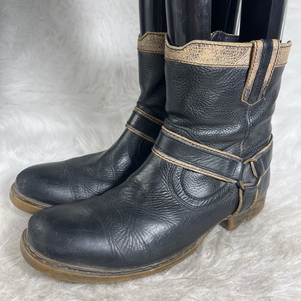 Bed Stu men’s 13 Black Leather Harness Engineer Boots Side Zip Distressed